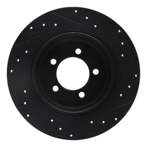 Lincoln Aviator Brake Rotor (1) - Rear Left - R1 Concepts - Drilled & Slotted - Black - `03-`05